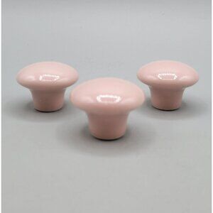 Pink Ceramic Drawer Knobs Set of 3 1.5 Inch Diameter